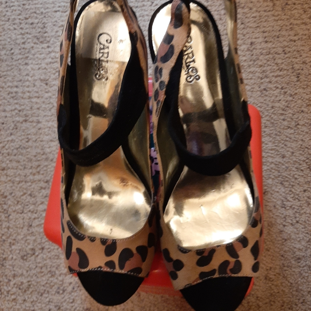 Carlos Santana Leopard Slingback Pumps NWOT